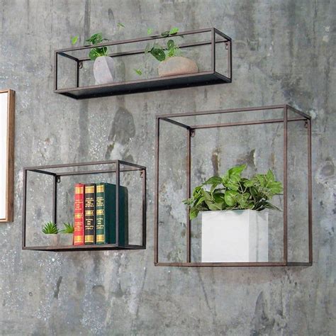 black square box metal shelving glass bottom|black square wall shelves.